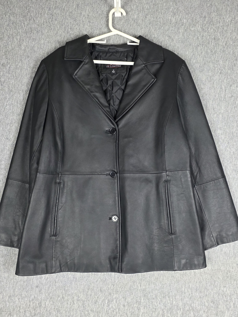 FS Limited Black Leather Jacket Blazer Women's XL